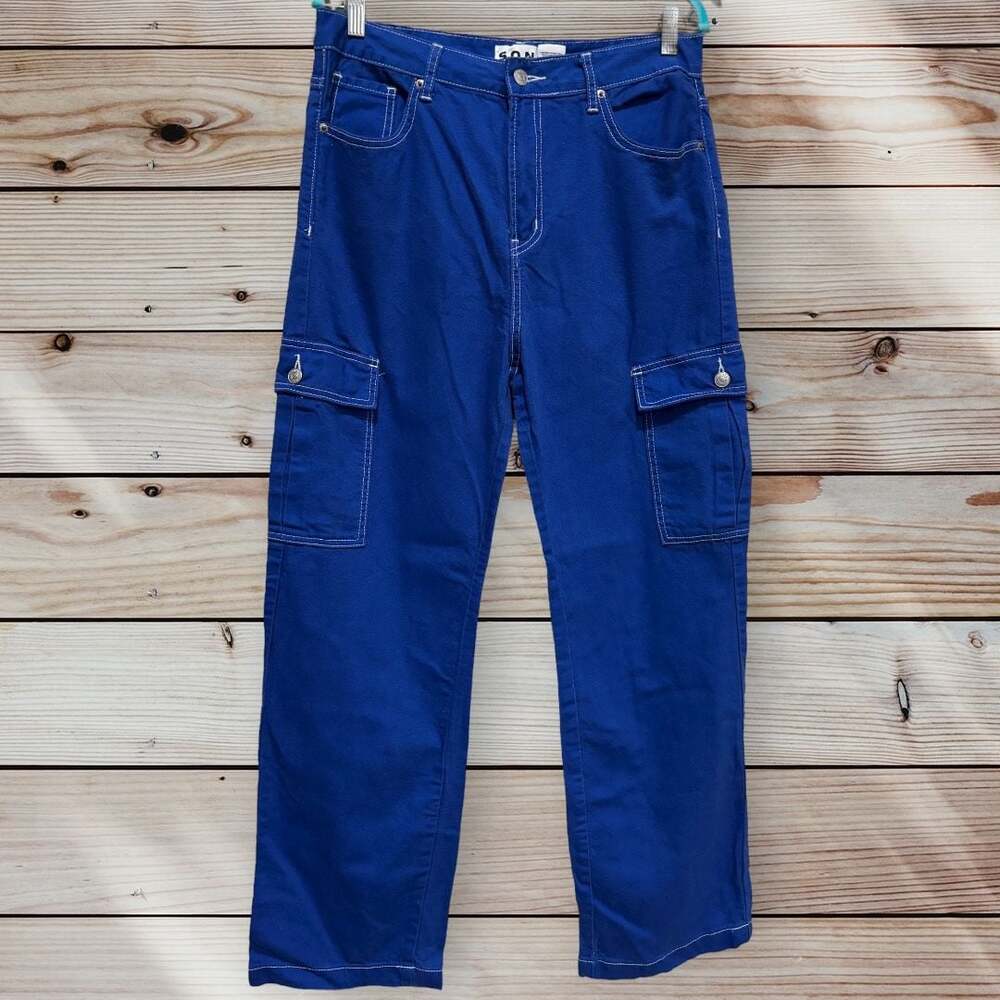 S.O.N.G. Cobalt Blue High-Waisted Cargo Pants